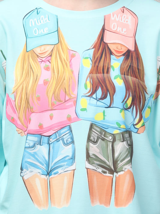 Style Print Aqua Crop Top