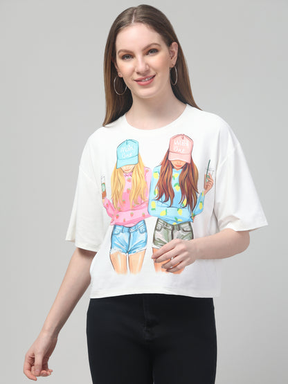 Style Print White Crop Top