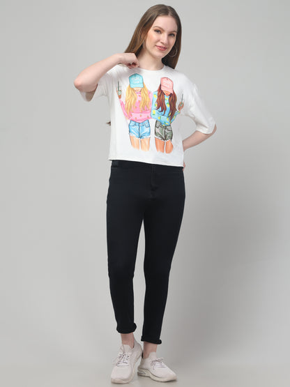 Style Print White Crop Top