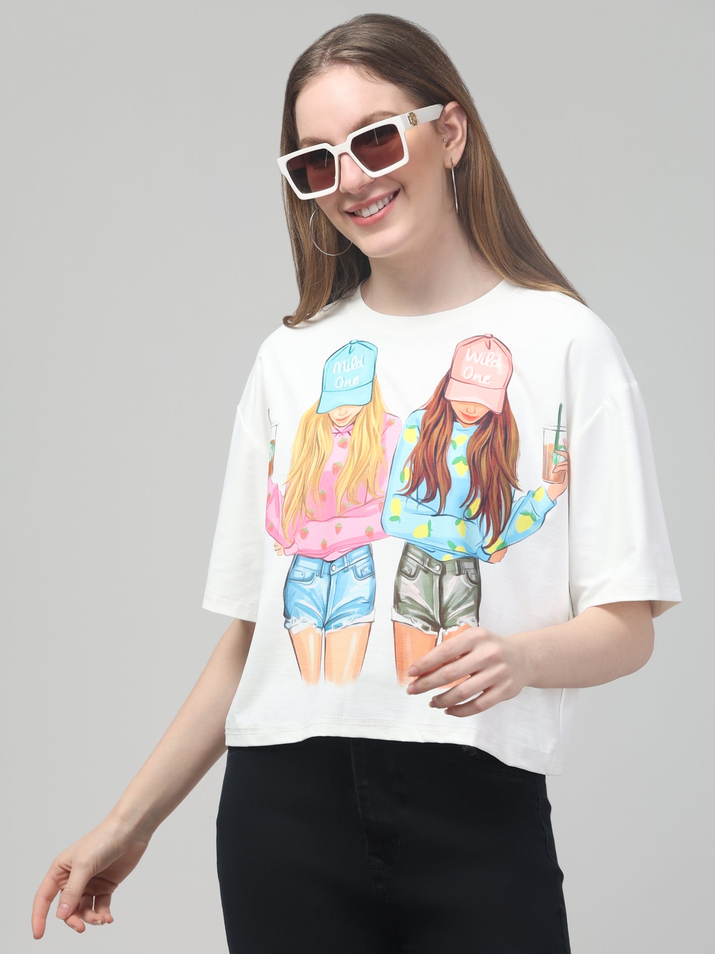 Style Print White Crop Top