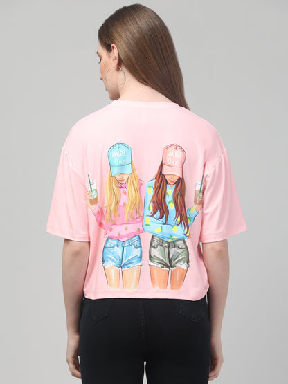 Style Print Pink Crop Top