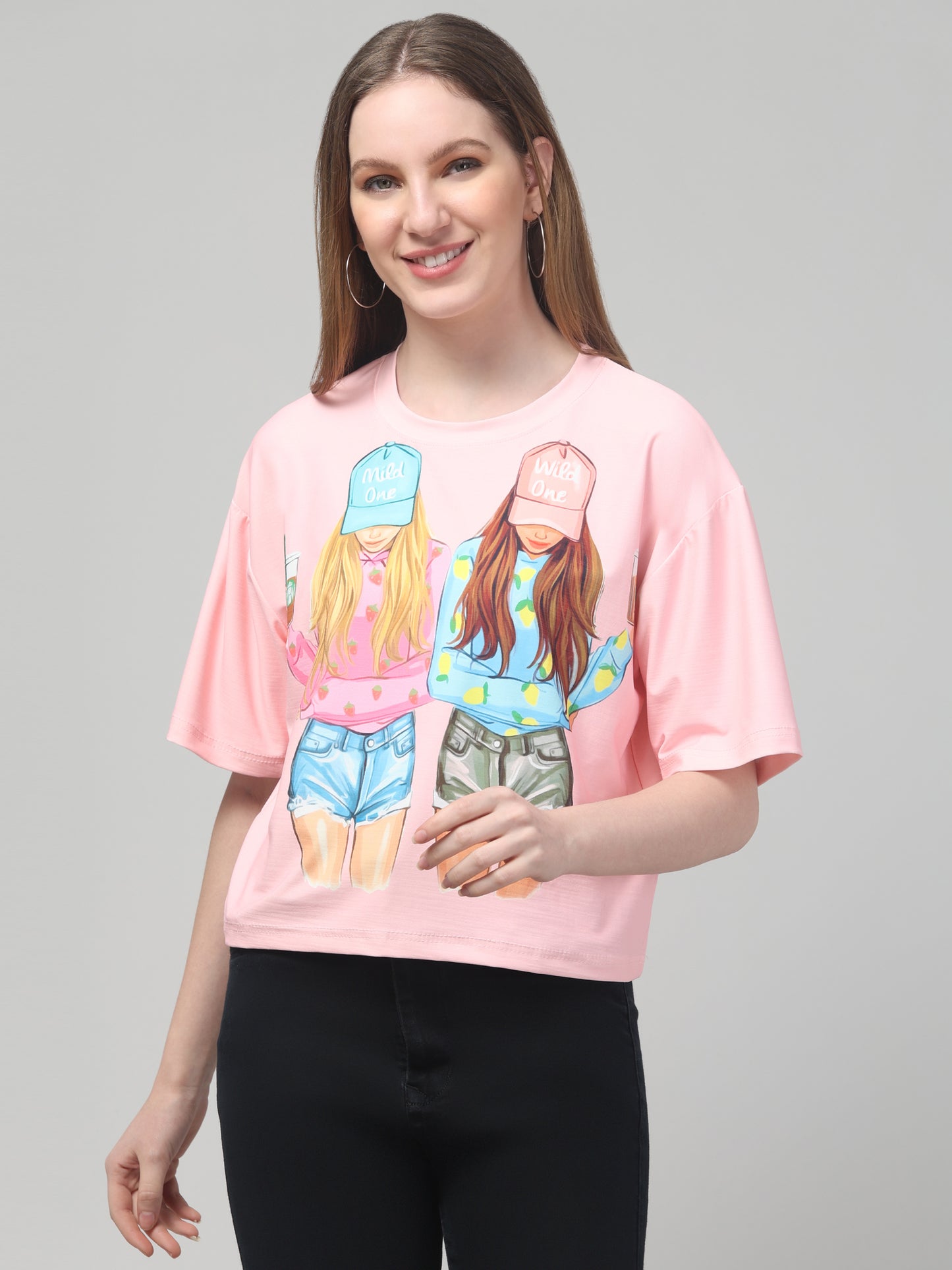Style Print Pink Crop Top