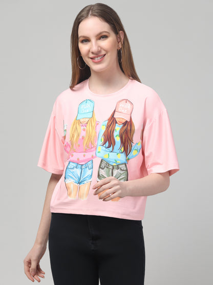 Style Print Pink Crop Top