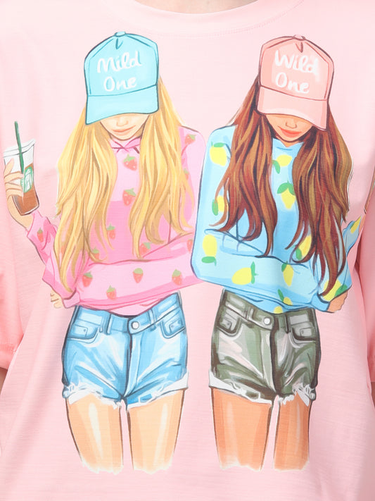 Style Print Pink Crop Top
