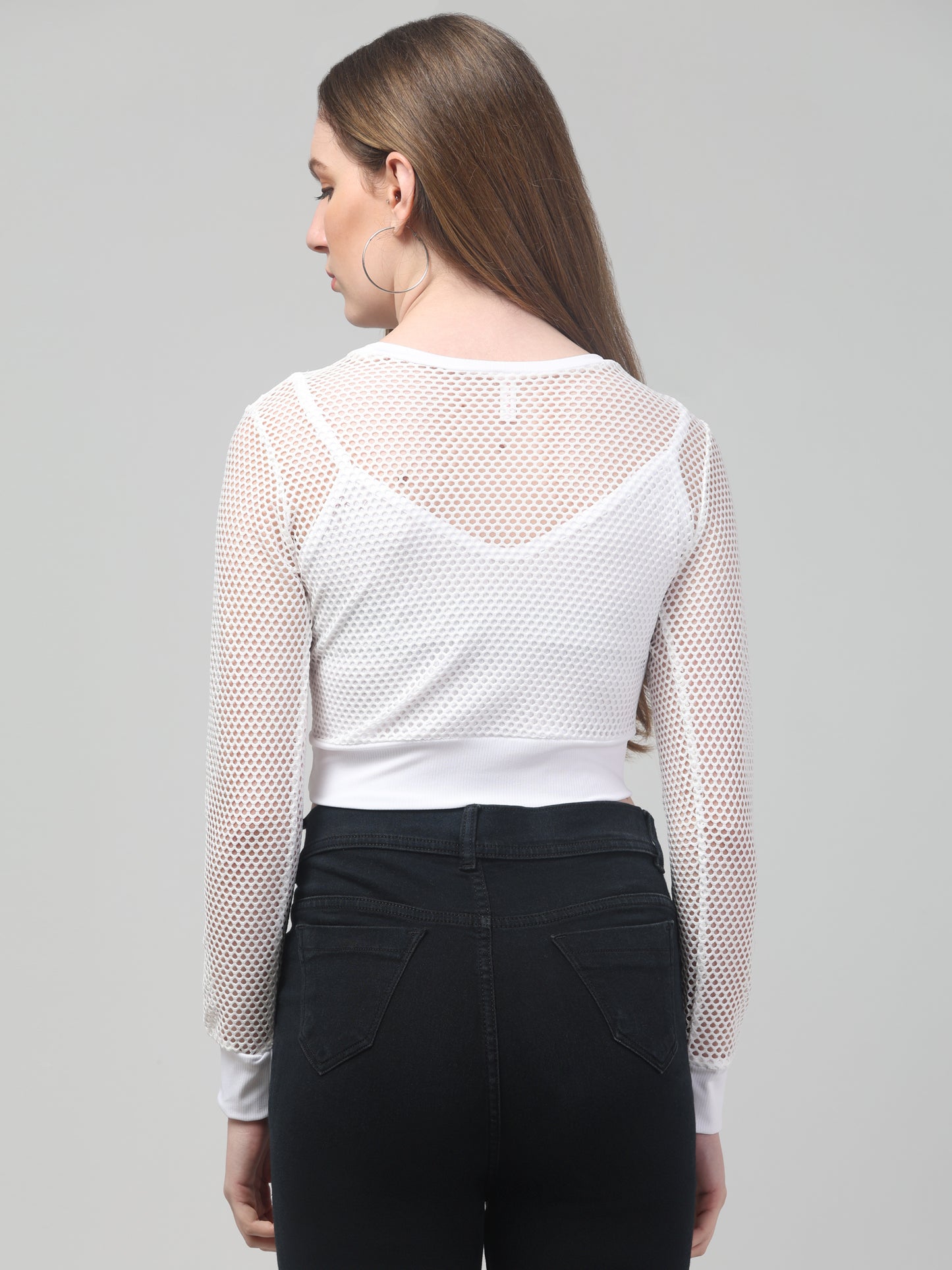 Neted White Crop Top