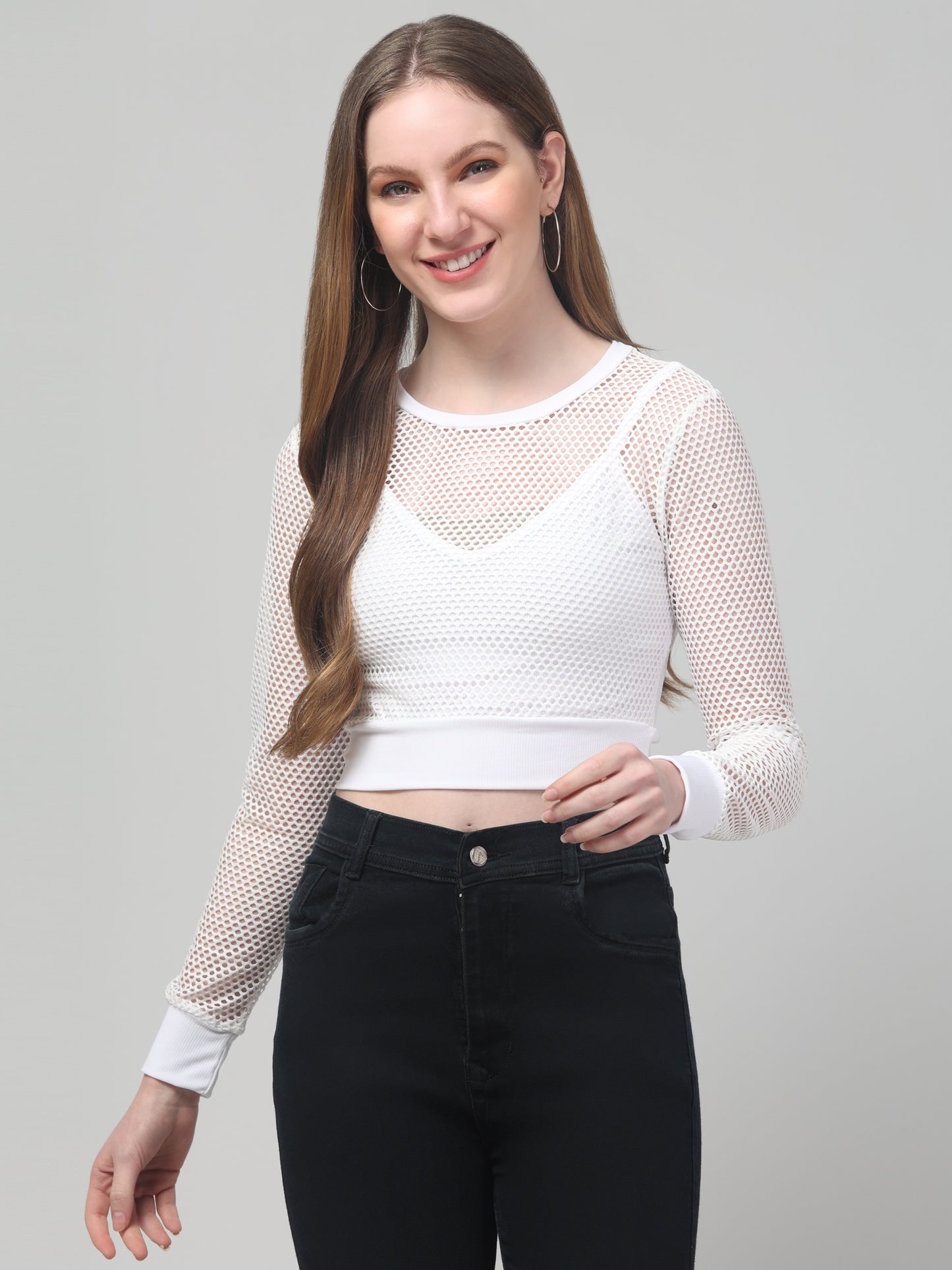Neted White Crop Top