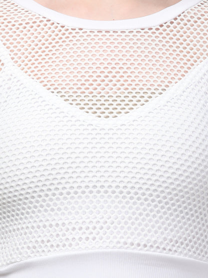 Neted White Crop Top
