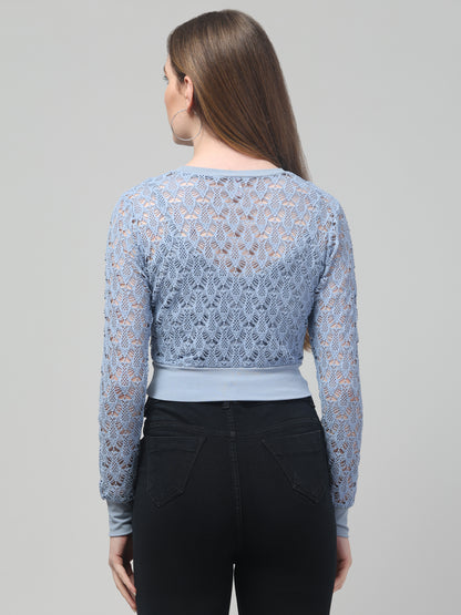 Sky Blue Neted Crop Top