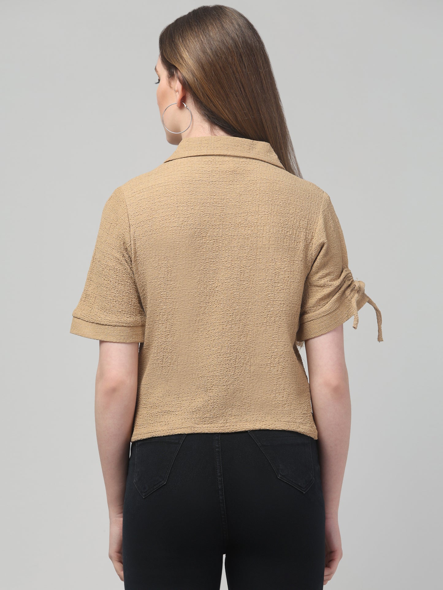 Solid Beige Crop Top