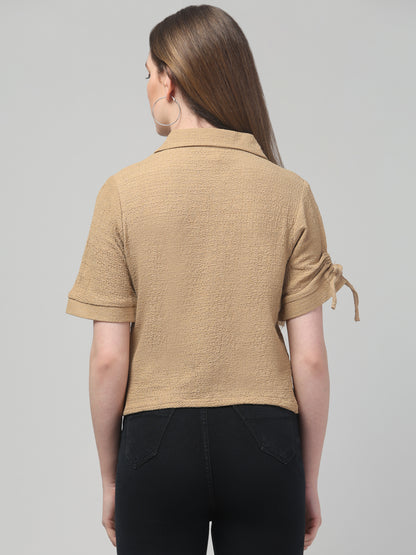 Solid Beige Crop Top