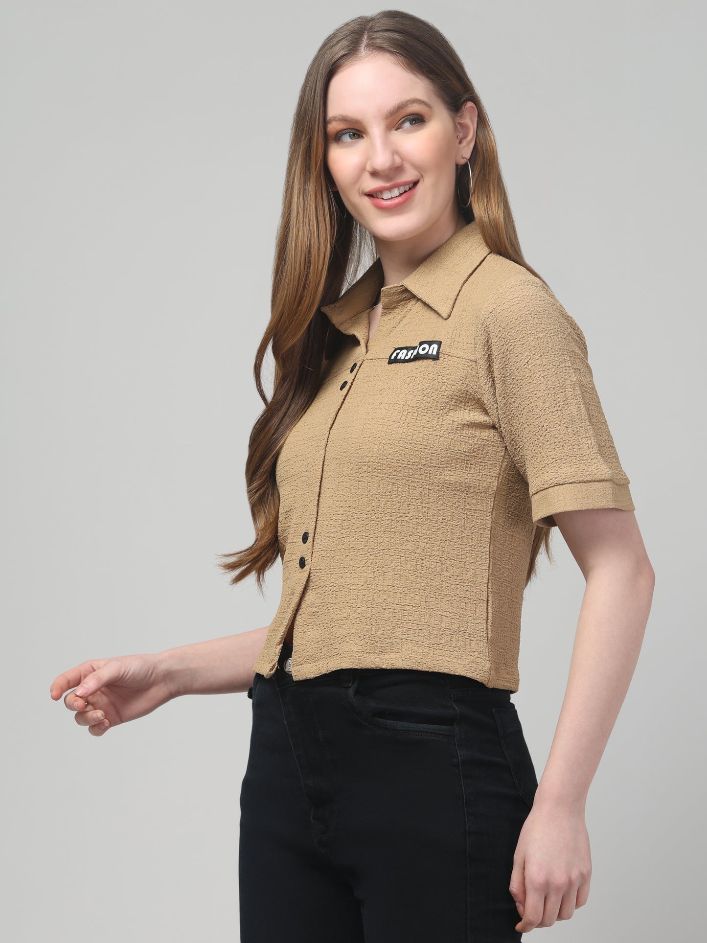 Solid Beige Crop Top