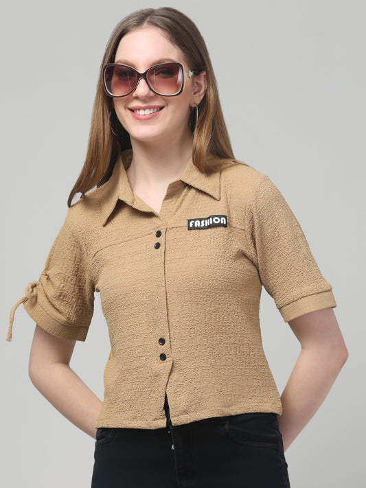 Solid Beige Crop Top
