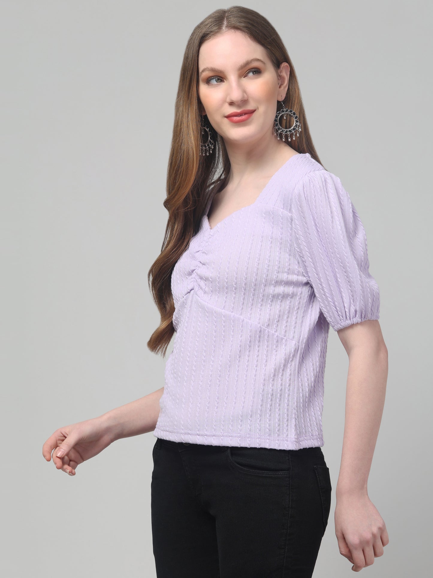 Purple Sweetheart Neck Top For Womens
