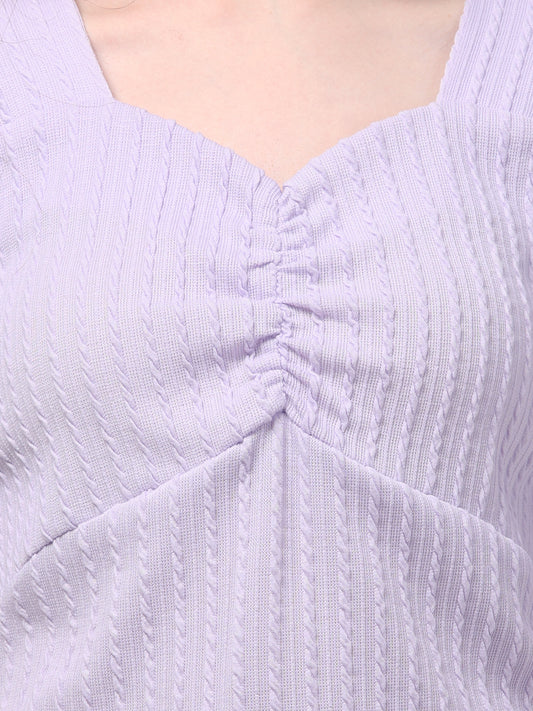 Purple Sweetheart Neck Top For Womens