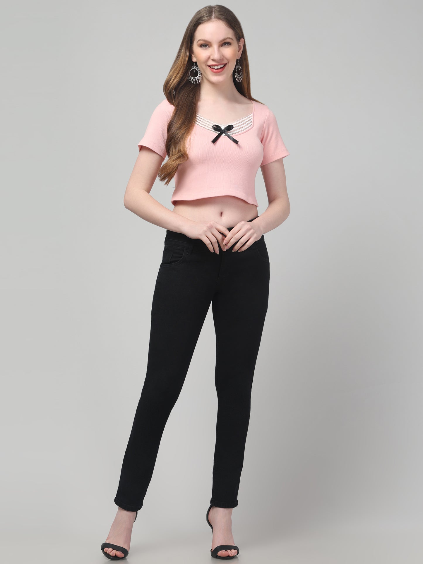 Pink Crop Top For Womens