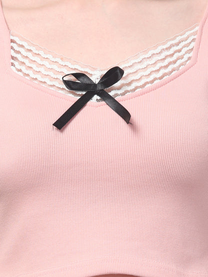 Pink Crop Top For Womens