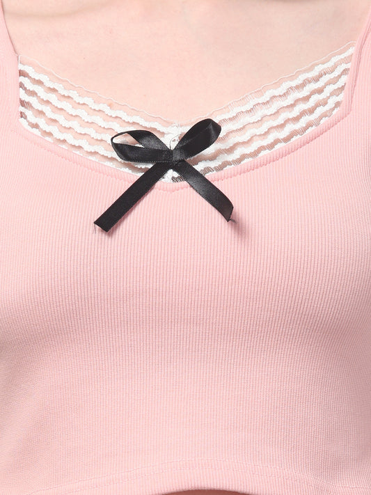 Pink Crop Top For Womens