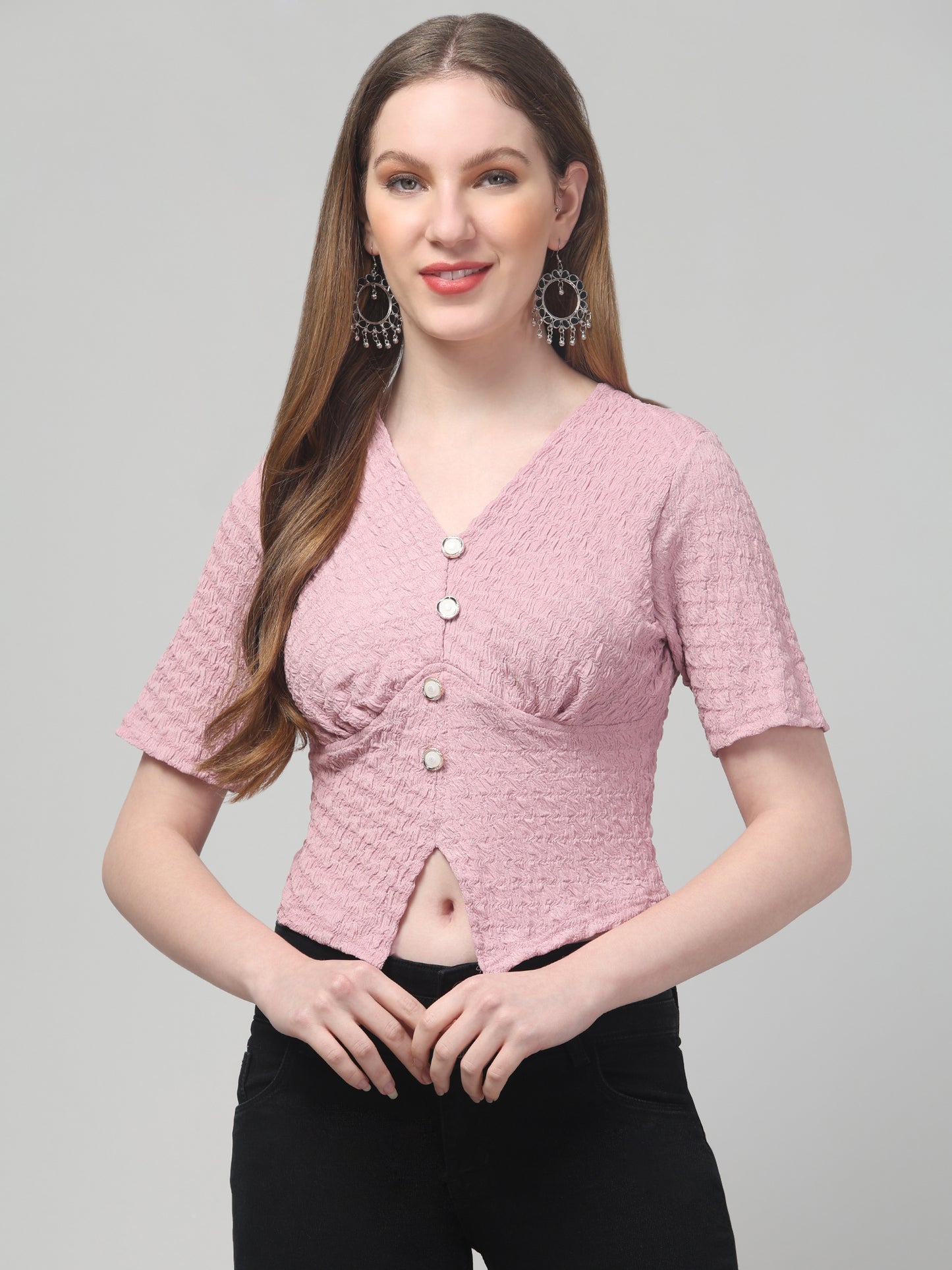Pink Crop Top For Womens