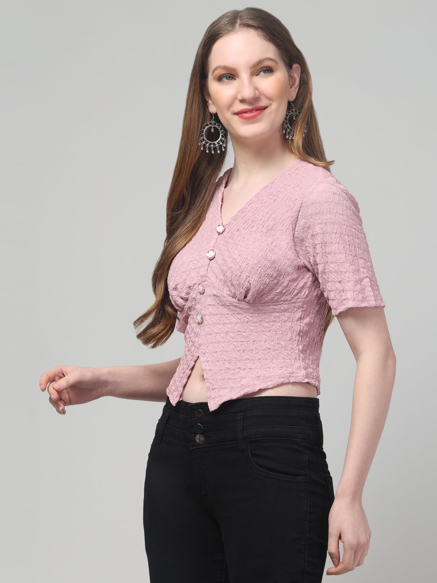Pink Crop Top For Womens