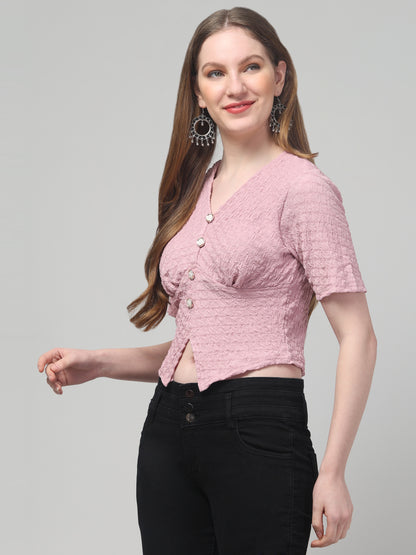 Pink Crop Top For Womens