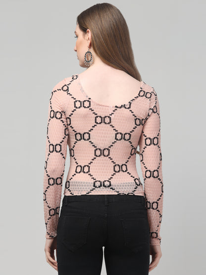 Pink Popcorn Transparent Top For Womens