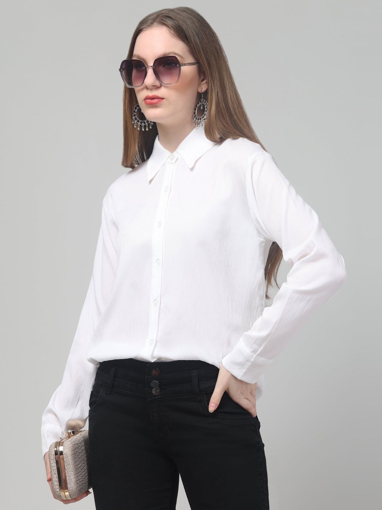 Solid White Shirt For Womens