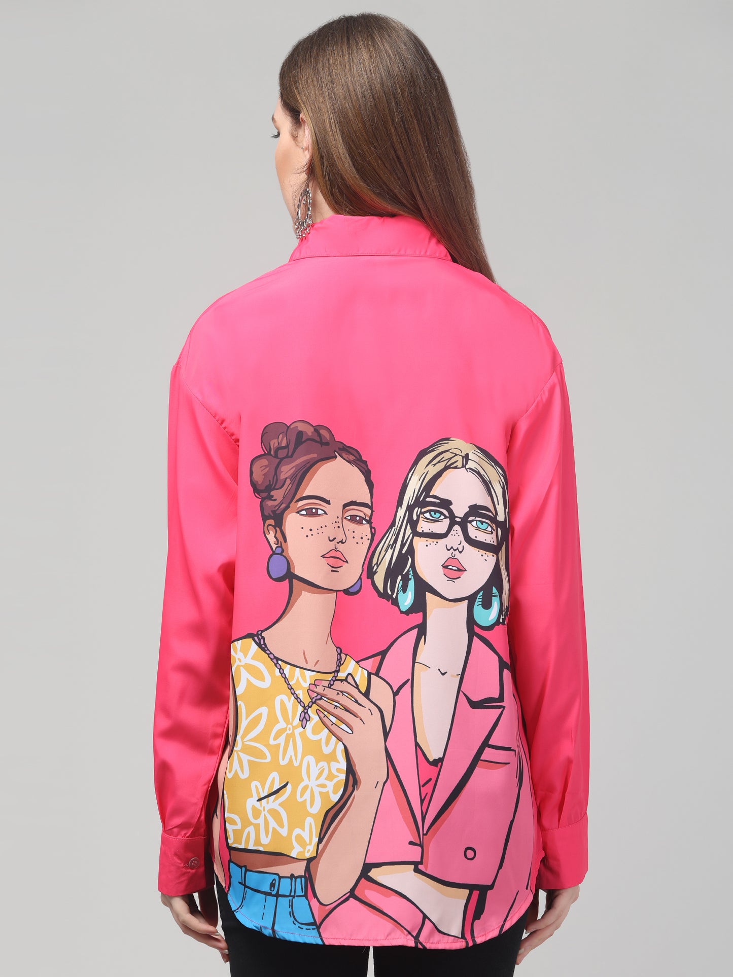 Pink Printed Shirt For Womens