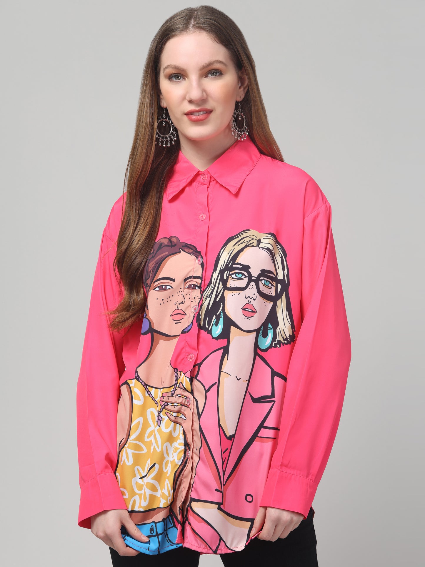 Pink Printed Shirt For Womens