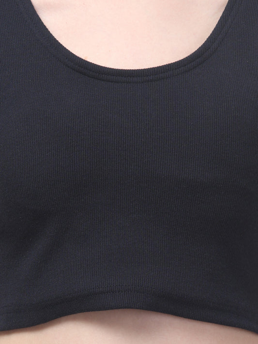 Blue Half Sleeve Crop Top For Womens