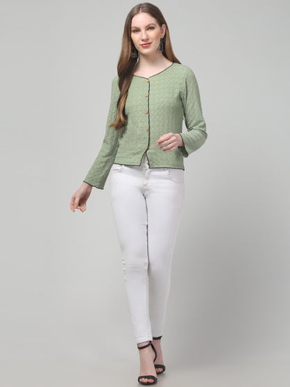 Olive Shirt Style Top For Womens