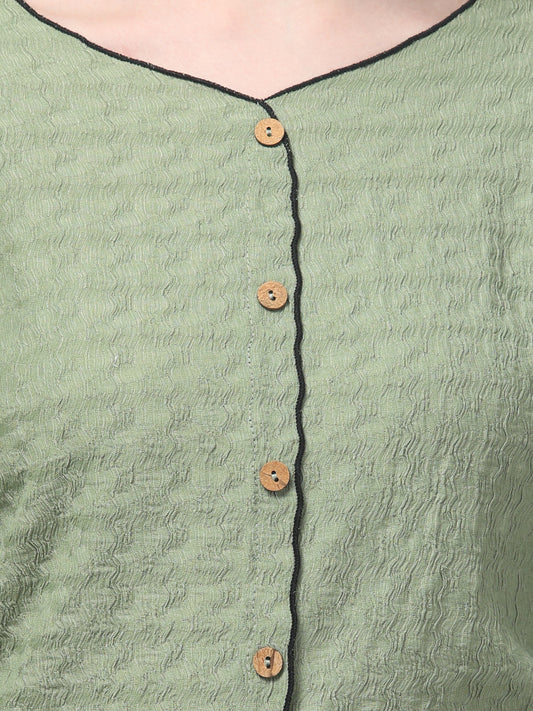 Olive Shirt Style Top For Womens