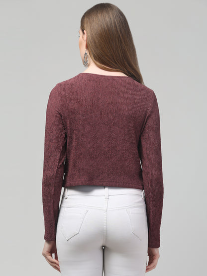 Mauve Textured Top For Womens