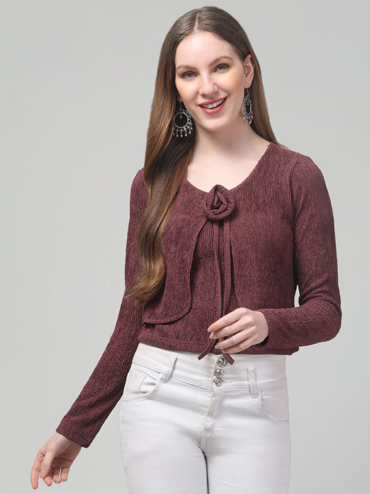 Mauve Textured Top For Womens