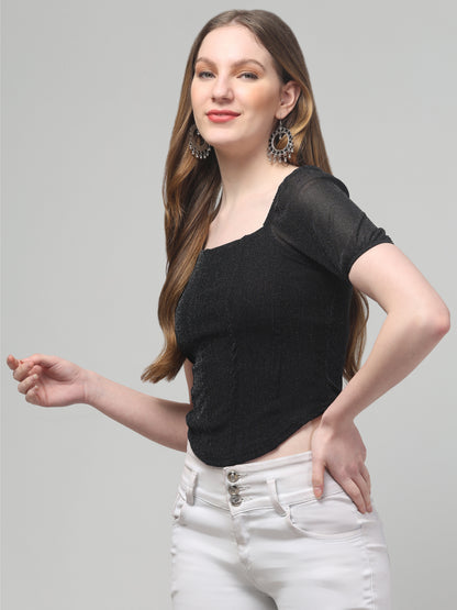 Black Party Wear Top For Womens