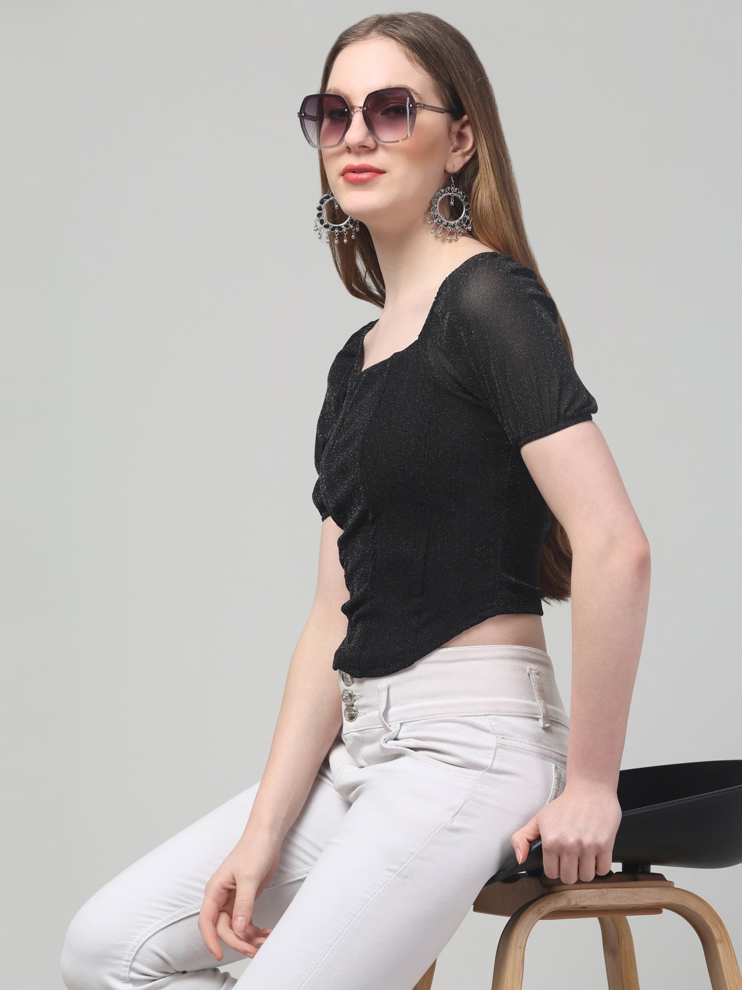 Black Party Wear Top For Womens