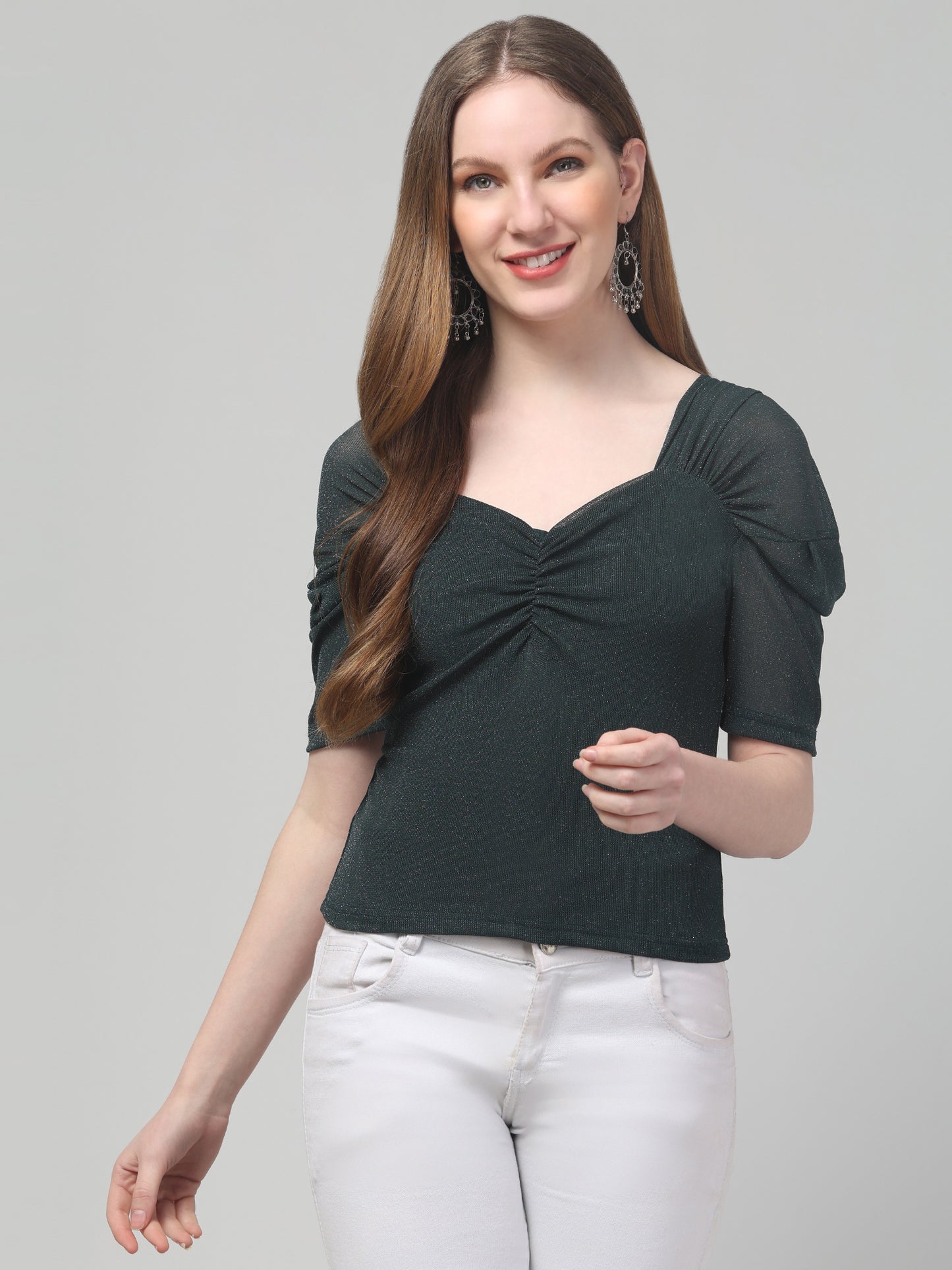 Green Party Wear Top For Womens