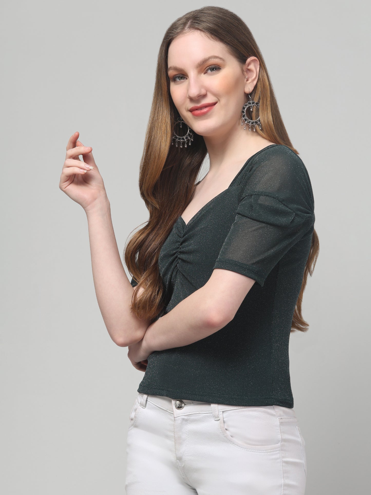 Green Party Wear Top For Womens