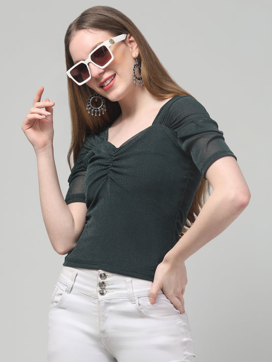 Green Party Wear Top For Womens