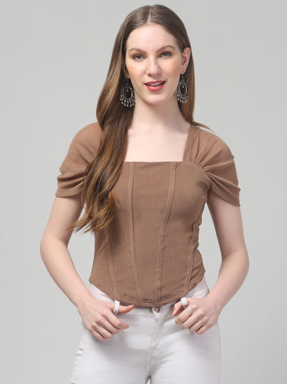 Beige Corset Top For Womens