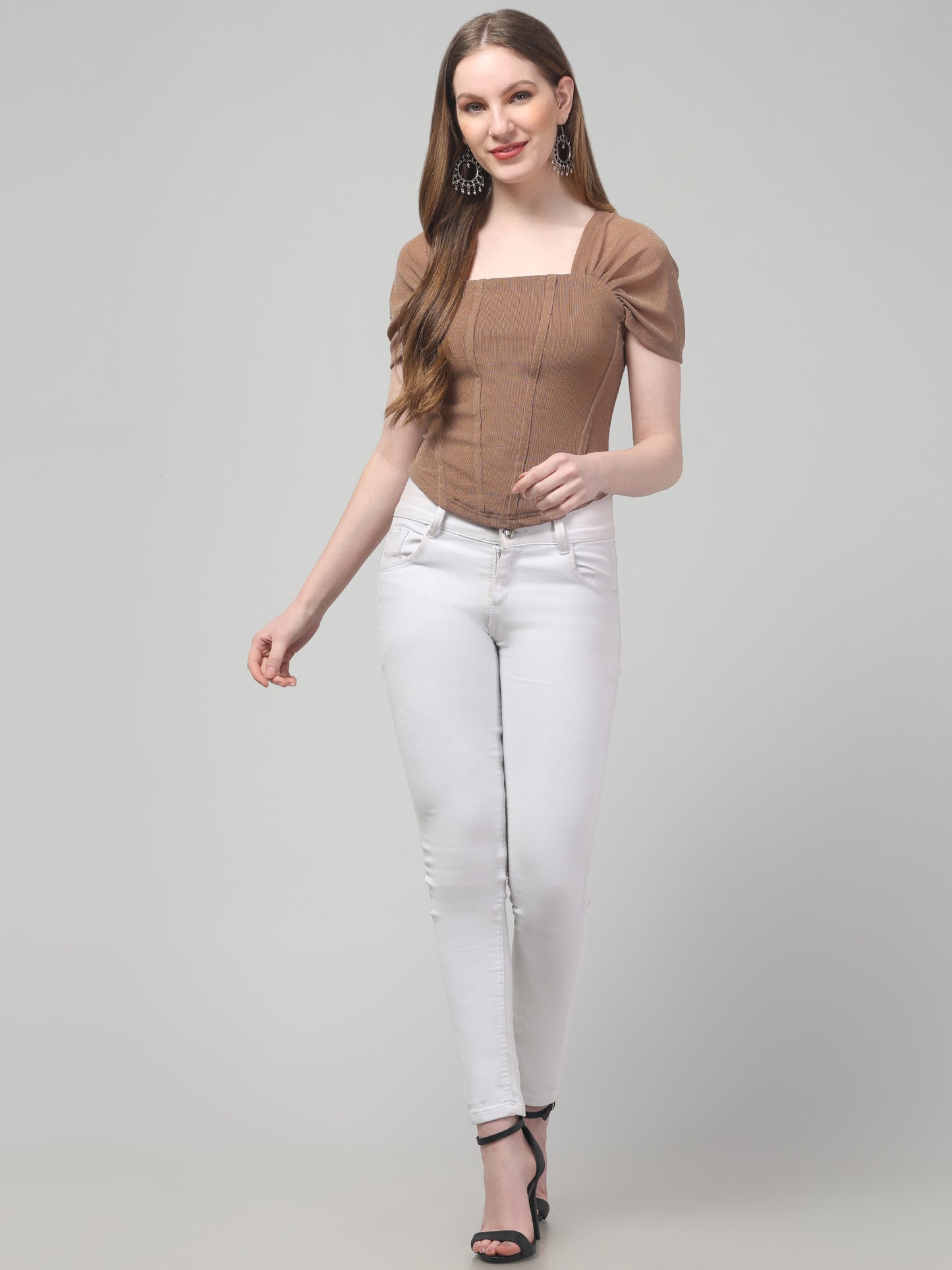 Beige Corset Top For Womens