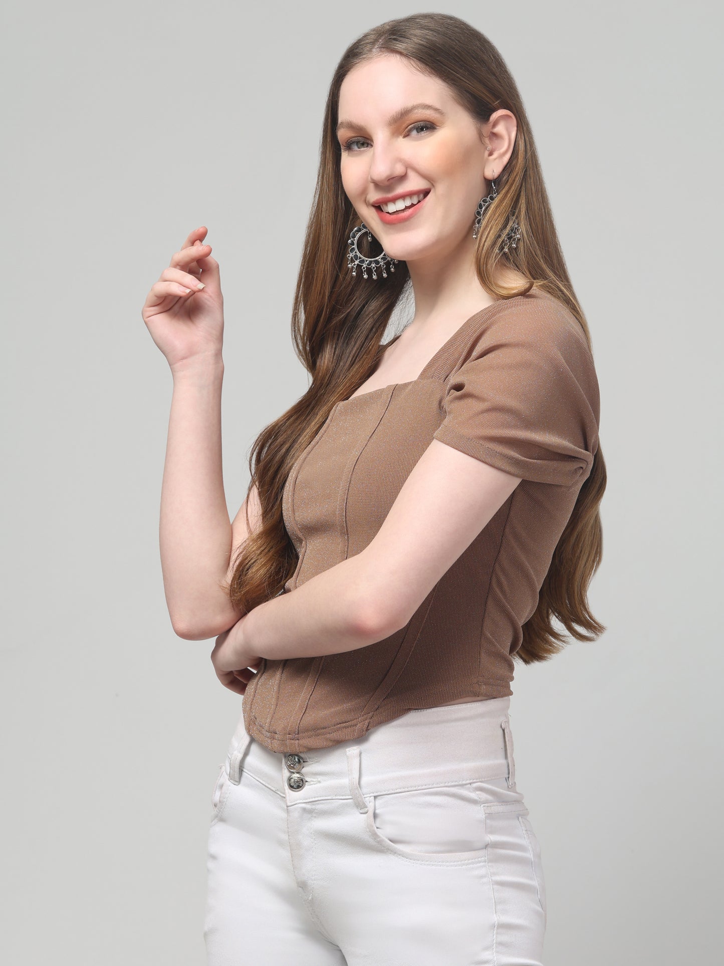 Beige Corset Top For Womens