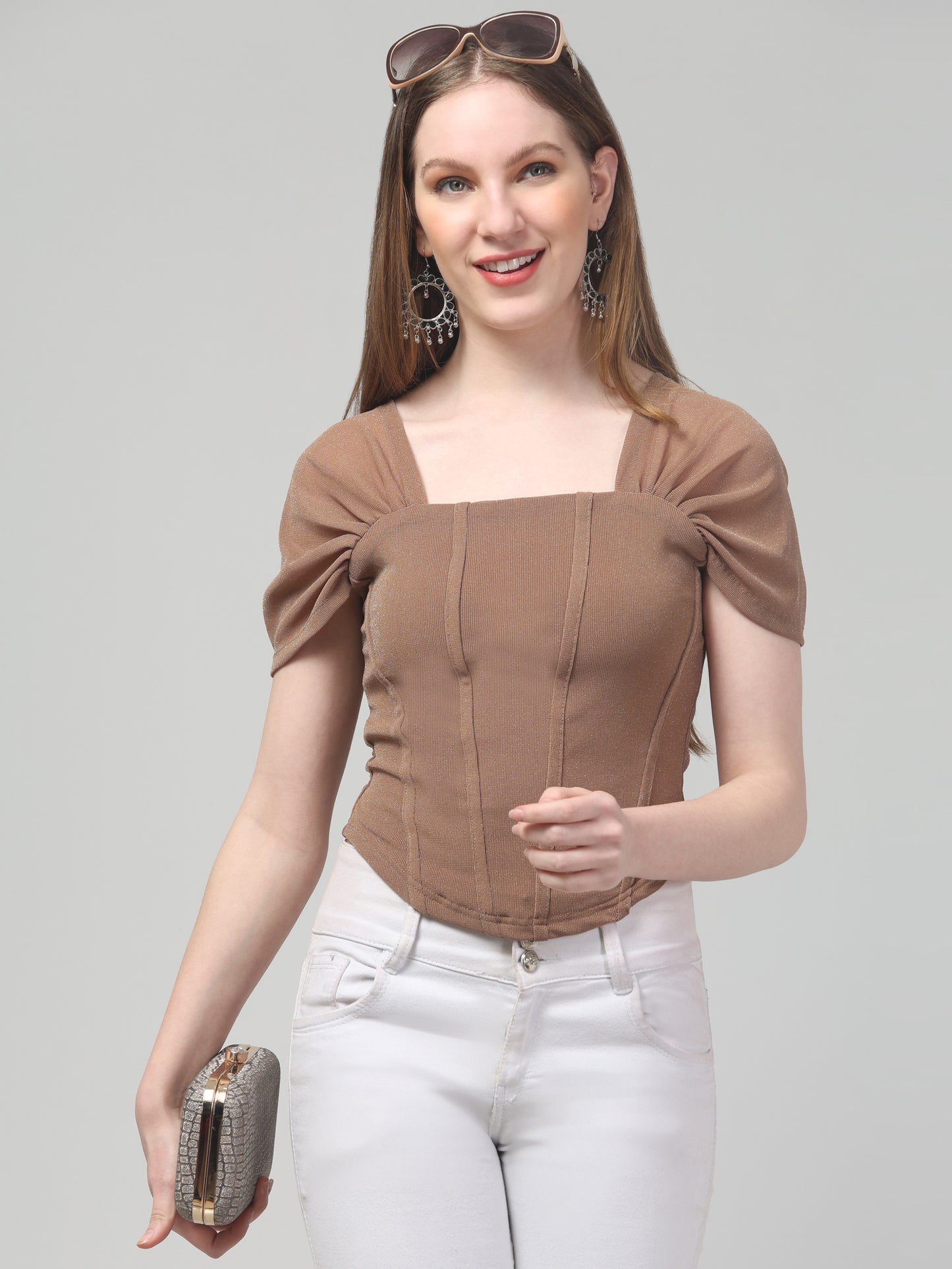 Beige Corset Top For Womens
