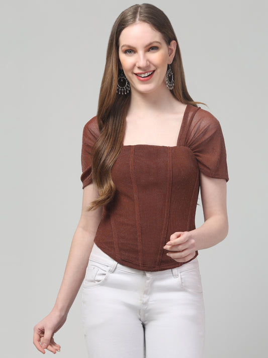 Brown Corset Top For Womens
