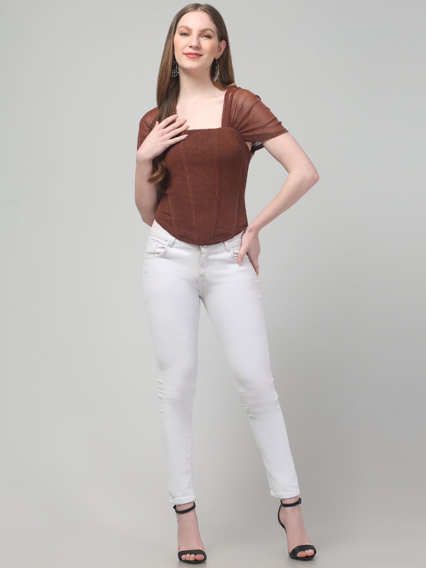Brown Corset Top For Womens