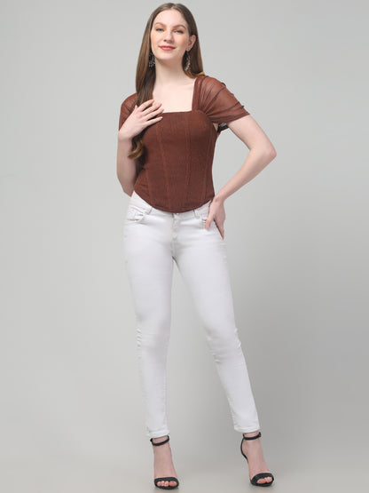 Brown Corset Top For Womens