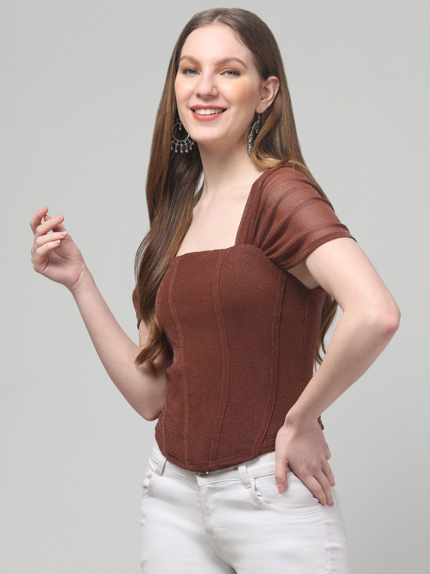 Brown Corset Top For Womens