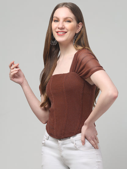 Brown Corset Top For Womens