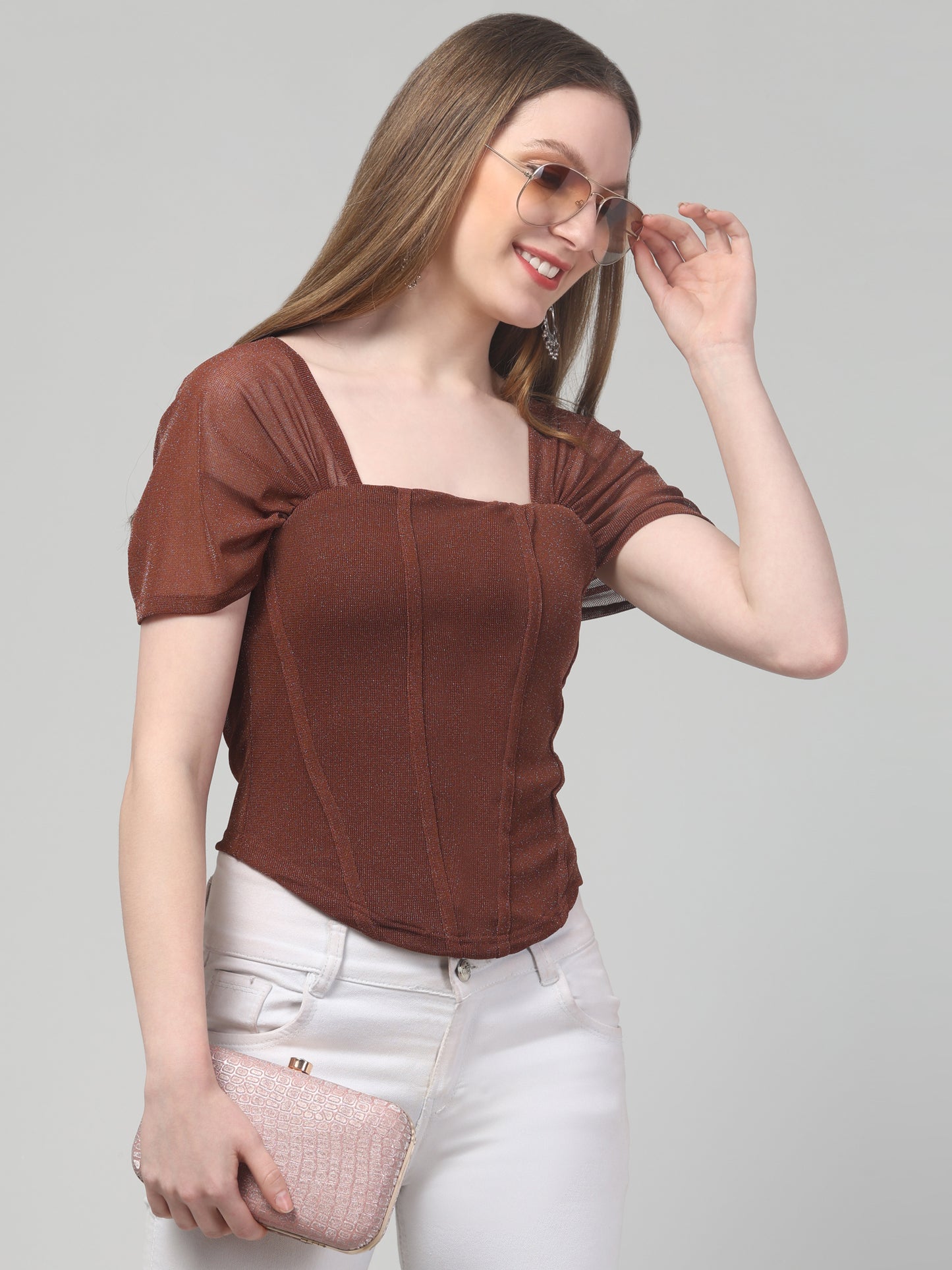 Brown Corset Top For Womens