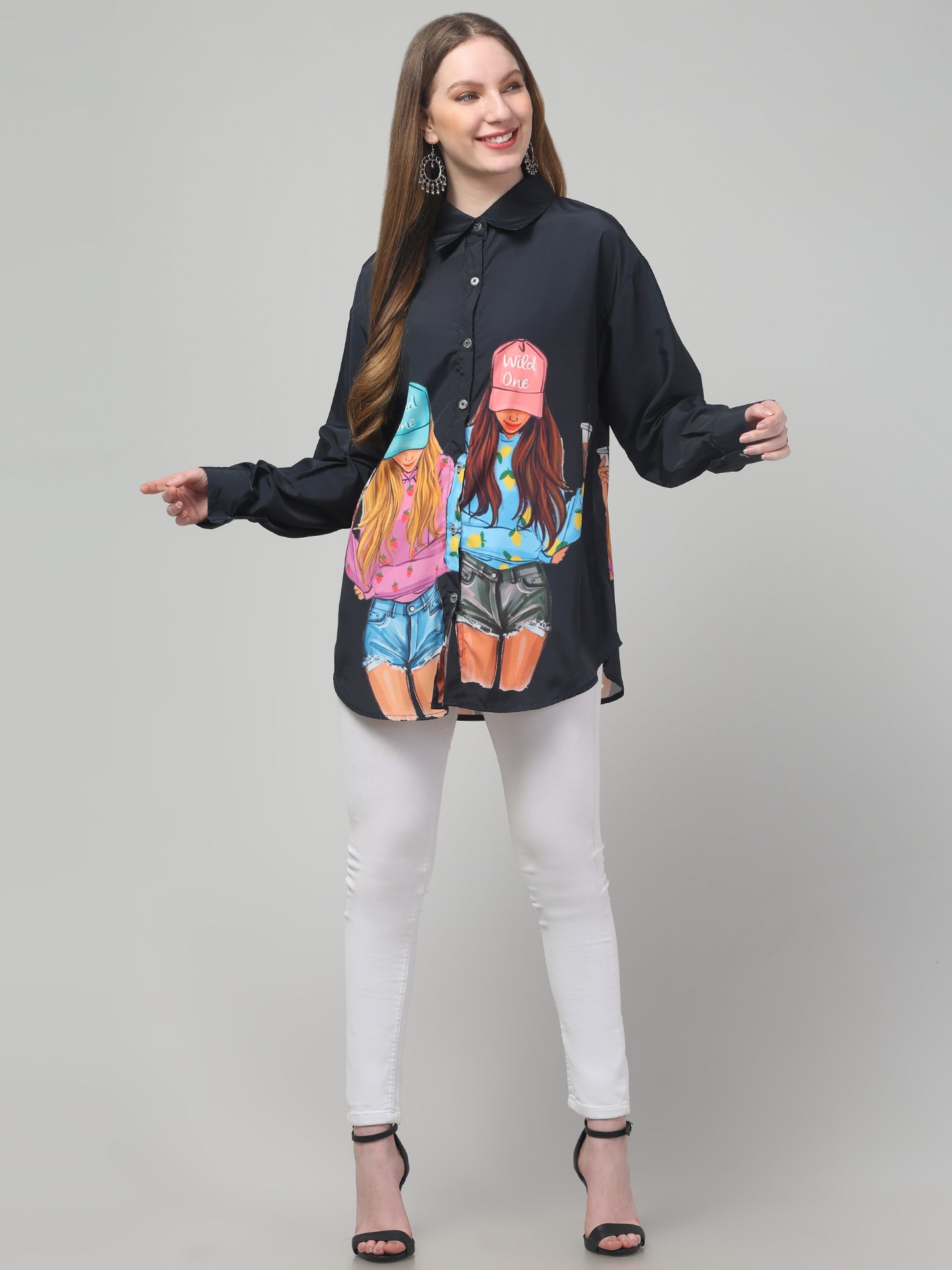 Blue Printed Shirt For Womens