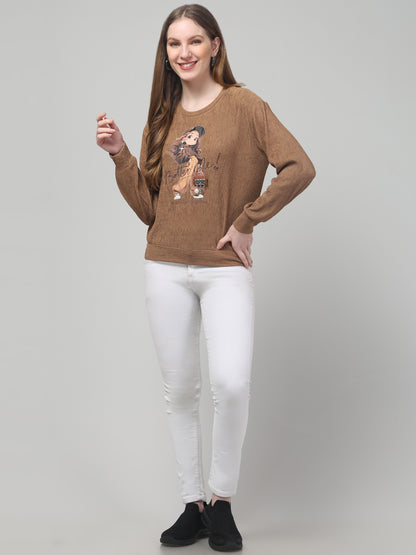 Brown Full Sleeve Top For Womens